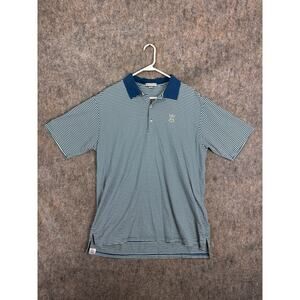 Peter Millar Blue Striped Cotton Golf Polo Shirt Men’s Size XL Short Sleeve